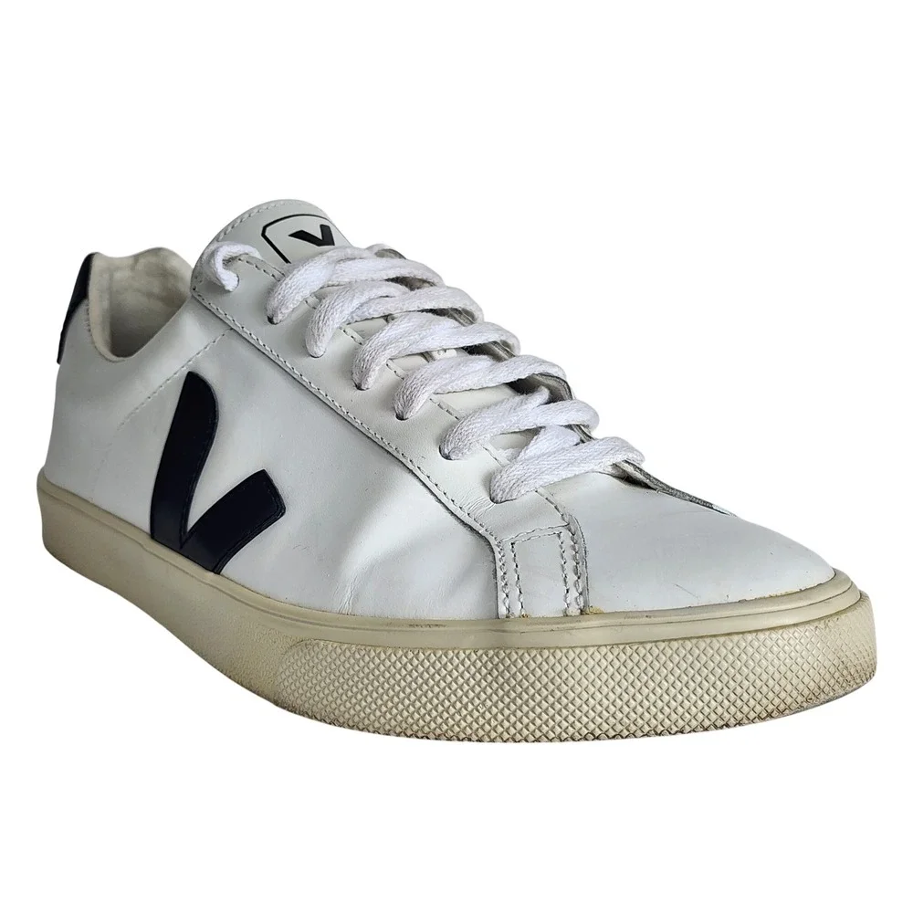 Veja Campo Leather Sneakers White Black Low Top Trainers EU 38 US 7